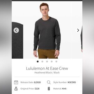 Lululemon Pullover Crewneck Sweater Top Athletic  Stretch Zip Pocket Men S EUC